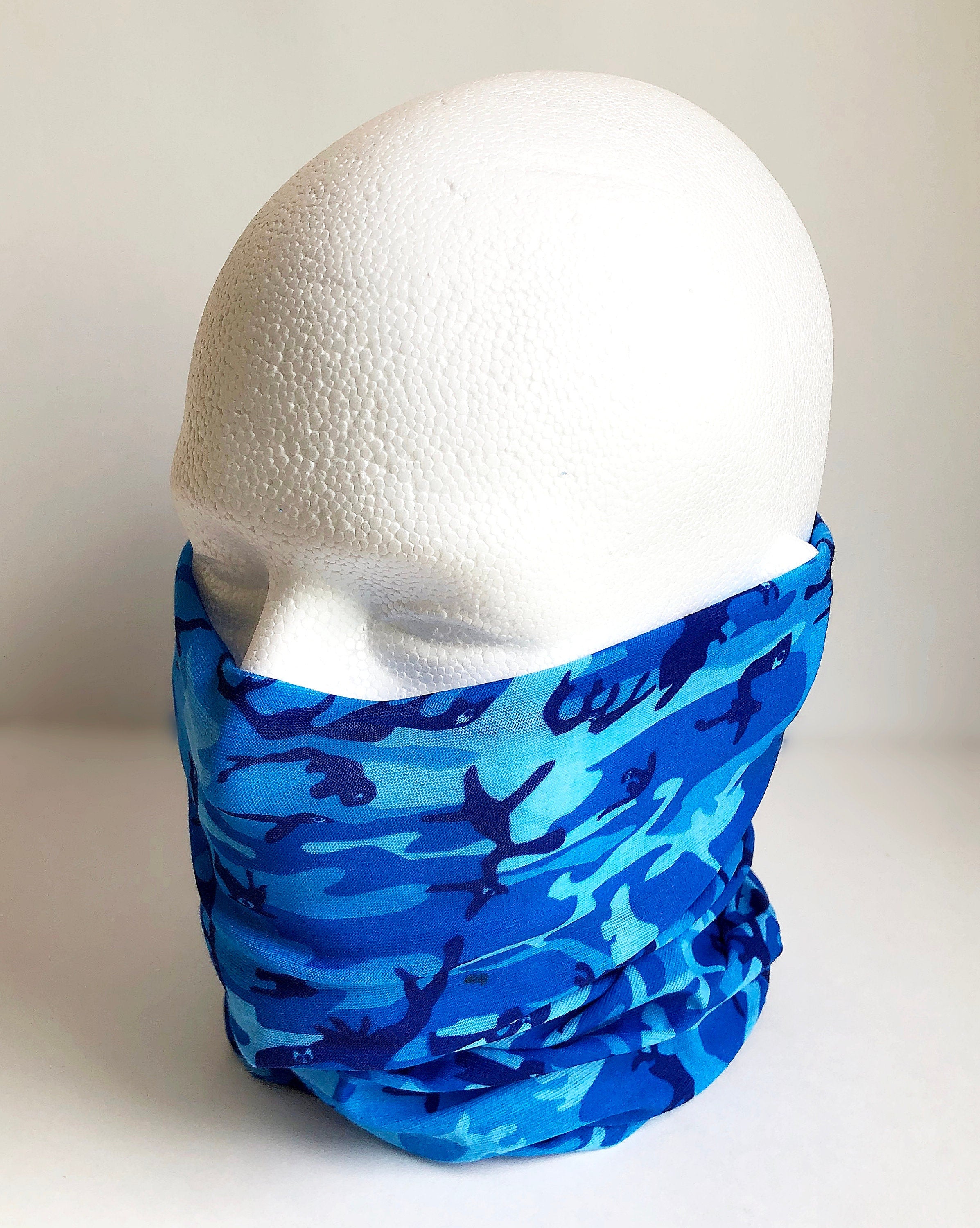 Blue Camo Face Mask New Scarf Multi Functional Seamless Protective Covering Elastic Neck Gaiter Bandana Breathable Balaclava Head Wear N206